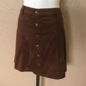 Mossimo Chocolate Brown Washable Suede Skirt 14